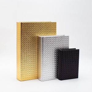 S/3 ДЕКОРАТИВНА КУТИЯ КНИГА, ЗЛАТНО-ЧЕРНО-СРЕБРИСТА, 30x21x6, 23x17x4.5, 16x11x3cm