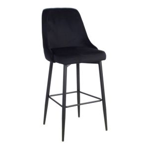 Бар стол Zedna Serenity черно кадифе с черни метални крака 52x57x111см