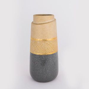 ВАЗА, КЕРАМИКА, ЗЛАТНО И СИВО, 13,5x13,5x29,5 см