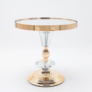 ПОСТАВКА ЗА ТОРТА С ОГЛЕДАЛО, МЕТАЛНА, ЗЛАТНА, 25х25см