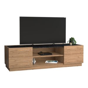 ТВ шкаф Betna в цвят орех с черно мраморно покритие 150x42x48см