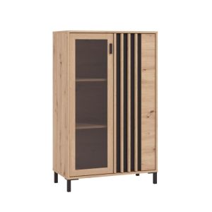 ВИТРИНА LAVAL 2K VS1 129 ЗАНАЯТЧИЙСКИ ДЪБ/ЧЕРНО 80X40X129СМ