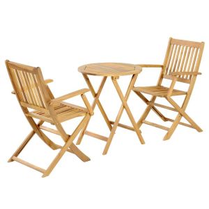 ГРАДИНСКИ КОМПЛЕКТ 3 ЧАСТА АКАЦИЕВО ДЪРВО FL921 РАМКА ОТ ОРЕХ 60X60X75СМ
