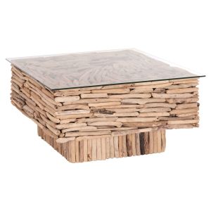 КВАДРАТНА ХОЛНА МАСА SPARROW HM9960 DRIFTWOOD NATURALLY --СТЪКЛО 95x95x51.5см.