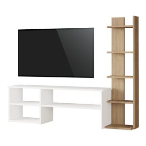 СЕТ ЗА ДНЕВНА PERLA В БЯЛО-НАТУРАЛЕН ЦВЯТ 120X29.5X41.8СМ