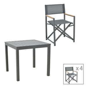 ТРАПЕЗНА МАСА KLITON-MABU КОМПЛЕКТ ОТ 5 ЧАСТИ АЛУМИНИЙ И АНТРАЦИТ 80X80X74СМ