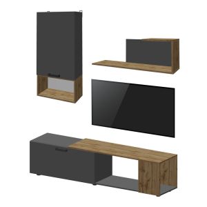 Холов комплект Poelfy в цвят тъмно сиво-дъб 170x37.5x42см