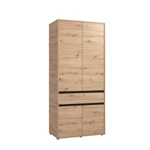 ГАРДЕРОБ CORBETT 2K1F H211 АРТИЗАН ДЪБ/МАТОВ ЧЕРЕН ЦВЯТ 93X55X211СМ