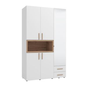 ГАРДЕРОБ DONALD 3K2F1O H227 БЯЛ/ARTISAN ЦВЯТ ДЪБ 135X57X227СМ