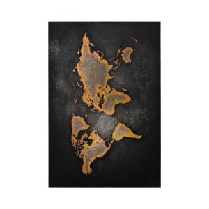 КАРТИНА - КАРТА НА ПЛАТНО FL032 ЗЛАТИСТО-ЧЕРНО 90x60xсм