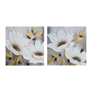 КАРТИНА ВЪРХУ ПЛАТНО 1/2 FL530 СИВО-БЯЛО-ЗЛАТИСТО 60x3x60см