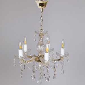 ПОЛИЛЕЙ 5XE14 ЗЛАТНИ КРИСТАЛИ 45X42СМ