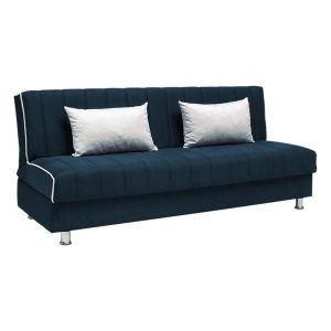 РАЗТЕГАТЕЛЕН ДИВАН NEW LEON СИН С КРЕМАВИ ВЪЗГЛАВНИЦИ 190x85x83см