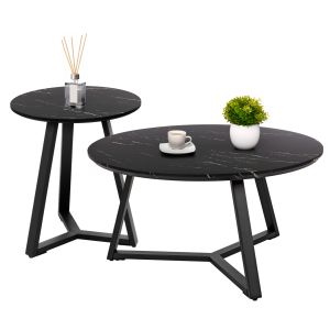 ХОЛНИ МАСИ 2БР. КОМПЛЕКТ ROCKET HM21090 MDF В ЦВЯТ ЧЕРЕН МРАМОР Φ80cm &amp; Φ45cm