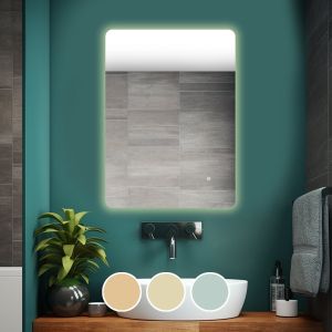 LED-5 СТЕННО ОГЛЕДАЛО - ОСВЕТЕНО - СЕНЗОРНО, С 3 ОПЦИИ ЗА СМЯНА НА ЦВЕТА