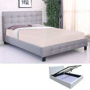 ДВОЙНО ЛЕГЛО FIDEL С МЯСТО ЗА СЪХРАНЕНИЕ, ЗА МАТРАК 140X190 СМ, СИВ ПЛАТ