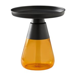 КРЪГЛА ХОЛНА МАСА FL828 МЕТАЛ С КЕХЛИБАРЕН ЦВЯТ НА СТЪКЛОТО 50X52СМ