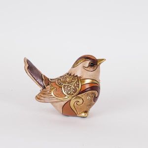 ДЕКОРАТИВНА ФИГУРА ВРАБЧЕ КАФЯВО - БЕЖОВО 17.5X9.5X13СМ