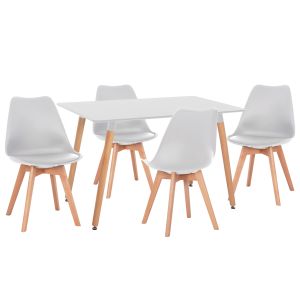 КОМПЛЕКТ МАСИ И СТОЛОВЕ 5 БР. VEGAS HM21184 MDF ПЛОТ В БЯЛО - БУКОВИ КРАКА