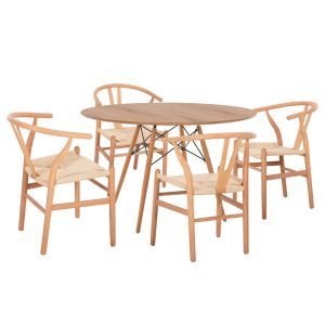 КОМПЛЕКТ МАСИ И СТОЛОВЕ 5 ЧАСТИ BRAVE HM21188 С 4 СТОЛА И КРЪГЛА МАСА
