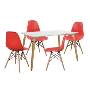 КОМПЛЕКТ ТРАПЕЗНА МАСА ОТ 5 ЧАСТИ МАСА 120X80X73 СМ И СТОЛОВЕ - TWIST ЧЕРВЕН HM10080.04