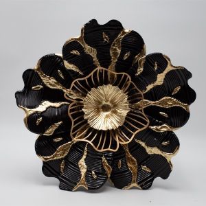 СТЕННА ДЕКОРАЦИЯ ЦВЕТЯ МЕТАЛИК ЧЕРНО - ЗЛАТНО 38.1X7X38.1СМ