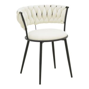 КРЕСЛО ALKIA I С ПЛАТ В ЕКРЮ ЦВЯТ - ЧЕРЕН МЕТАЛЕН КРАК 57X58.5X72СМ