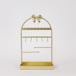 МЕТАЛНА ПОСТАВКА ЗА БИЖУТА, ЗЛАТНА 23X12X35.5СМ