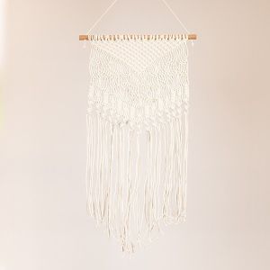 СТЕННА ДЕКОРАЦИЯ МАКРАМЕ БЕЖОВА 42X100СМ