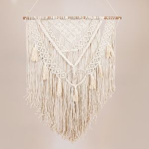 СТЕННА ДЕКОРАЦИЯ МАКРАМЕ БЕЖОВА 80X150СМ