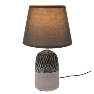 ДВУЦВЕТНА КЕРАМИЧНА ЛАМПА СЪС СИВА ШАПКА. 20X32.5 СМ