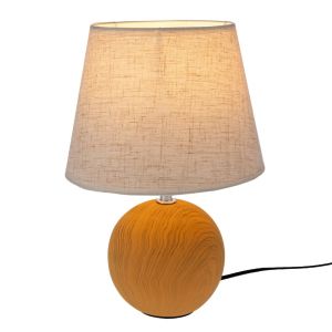 КАФЯВА КЕРАМИЧНА ЛАМПА С КРЕМАВА ШАПКА 20X30 СМ