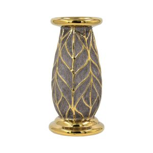 КЕРАМИЧЕН СВЕЩНИК FL126043 ЗЛАТИСТО-КАФЯВ 10x20см