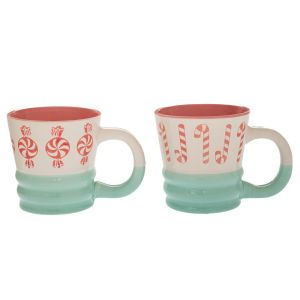 КОЛЕДНА КЕРАМИЧНА ЧАША С 2 ЦВЯТНИ ФИГУРКИ, 4 ДИЗАЙНА В КУТИЯ