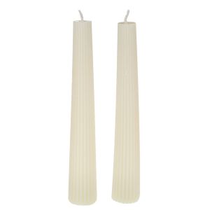 КОМПЛЕКТ 2 КРЕМАВИ ОРБЕРЕНИ СВЕЩИ СТЪЛБ 3.5X22.5 СМ