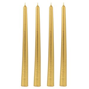 КОМПЛЕКТ ОТ 4 ЗЛАТИСТИ МЕТАЛНИ СВЕЩИ 25 СМ
