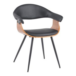 КРЕСЛО AUSTEN, PU, ЧЕРНО-ОРЕХОВО ДЪРВО-ЧЕРЕН МЕТАЛ, 58X55X77 СМ