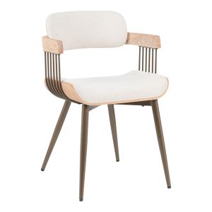 КРЕСЛО CAMEO МЕТАЛ БРОНЗ-БЯЛО-ДЪРВО-БЕЖОВ ПЛАТ 53X49.5X75.5СМ