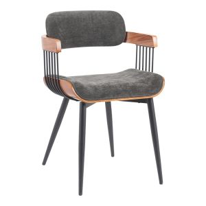 КРЕСЛО CAMEO МЕТАЛЕН ЧЕРЕН-ОРЕХОВ ДЪРВЕН МАТЕРИАЛ-ТЪМНОСИВ ПЛАТ 53X49.5X75.5СМ