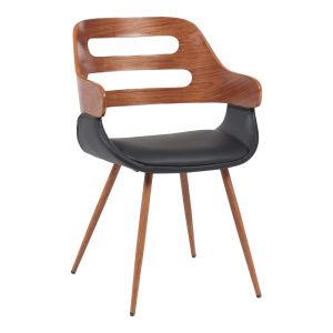 КРЕСЛО FERN PU ЧЕРНО-ОРЕХОВО ДЪРВО 52X59X80СМ