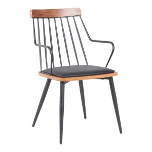 КРЕСЛО POSSE МЕТАЛ ЧЕРЕН-ОРЕХОВО ДЪРВО-ЧЕРНА ПУРА 52X59X83СМ