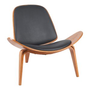 КРЕСЛО VILMA PU ЧЕРНО-ОРЕХОВ ШПЕРПЛАТ 90X76.5X74.5СМ