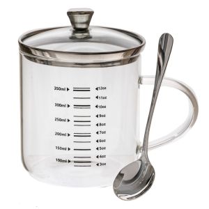 СТЪКЛЕНА ЧАША С ДОЗАТОР И МЕТАЛЕН СТЪКЛЕН КАПАК D8X10 СМ