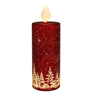 ЧЕРВЕНА LEDСТЪКЛЕНА СВЕЩ С БЯЛ ПЛАМЪК И БЯЛА СЦЕНА Φ9Χ27Φ