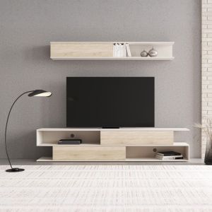 КОМПЛЕКТ ЗА ДНЕВНА В ЦВЯТ ДЪБ-КРЕМ 240X40X50.4СМ