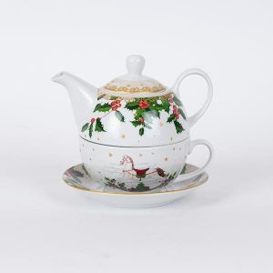 КОМПЛЕКТ ЧАЙНИК С ЧАША, С МИНИ КОНЕ-ВЪРТЕЛЕЖКА