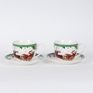 ЧАША С ЧИНИЙКА, С КОЛЕДНА СЦЕНА, КОМПЛЕКТ ОТ 2 ЧАСТА