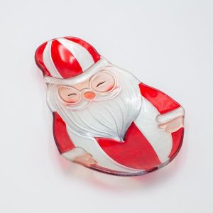 ПЛАТО ДЯДО КОЛЕДА, БОНБОНИ, ДЕКОРАТИВНО СТЪКЛО, 19X30 СМ