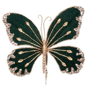 ИЗУМРУДНА КАДИФЕНА ПЕПЕРУДА С ЩИПКА 23X20СМ