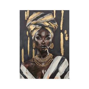 КАРТИНА ВЪРХУ ПЛАТНО АФРИКАНСКА ДАМА 37268 ЧЕРНО-СИВО-БЯЛО 70X3X100СМ